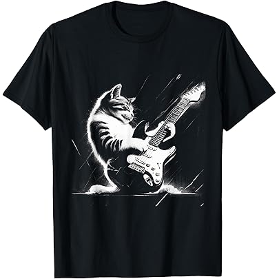 Amazon | エレキギターを弾く猫 面白い猫ロッカー ロックショーで T